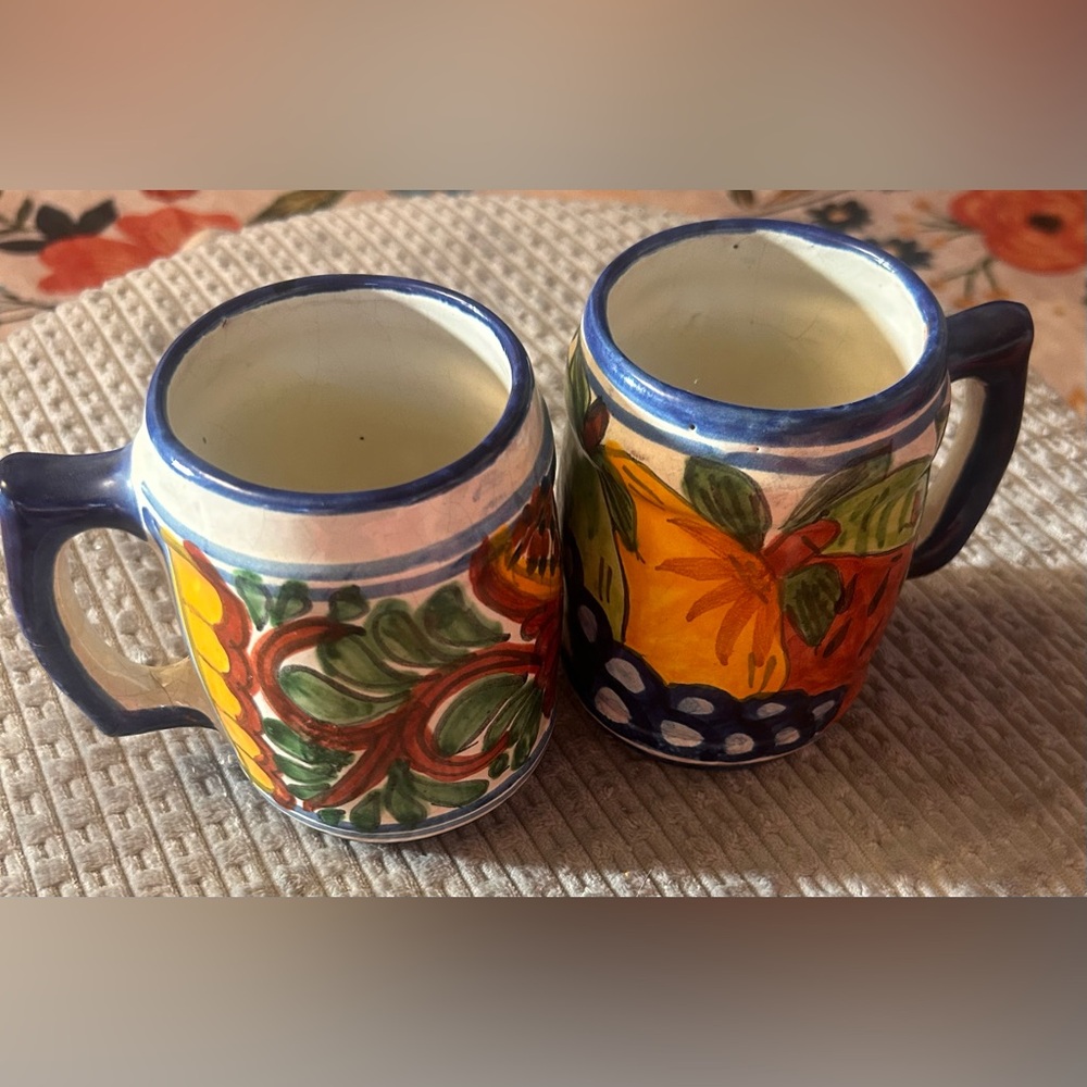 Talavera Hand-Painted Floral Ceramic Mugs-2
